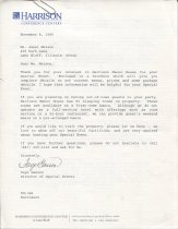 Letter from Harrison Conference Center